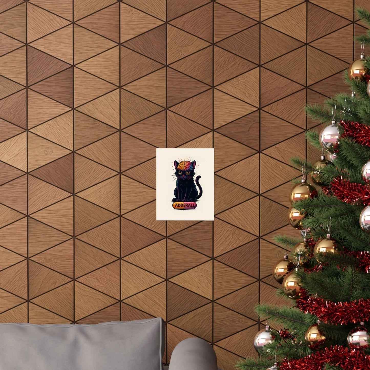 ADHD Cat Brain Art Print Black Cat with Activated Brain Poster Neurodivergent Illustration Funny Medication Pop Art Adderall Cat _ Poster _ SolisSleep _