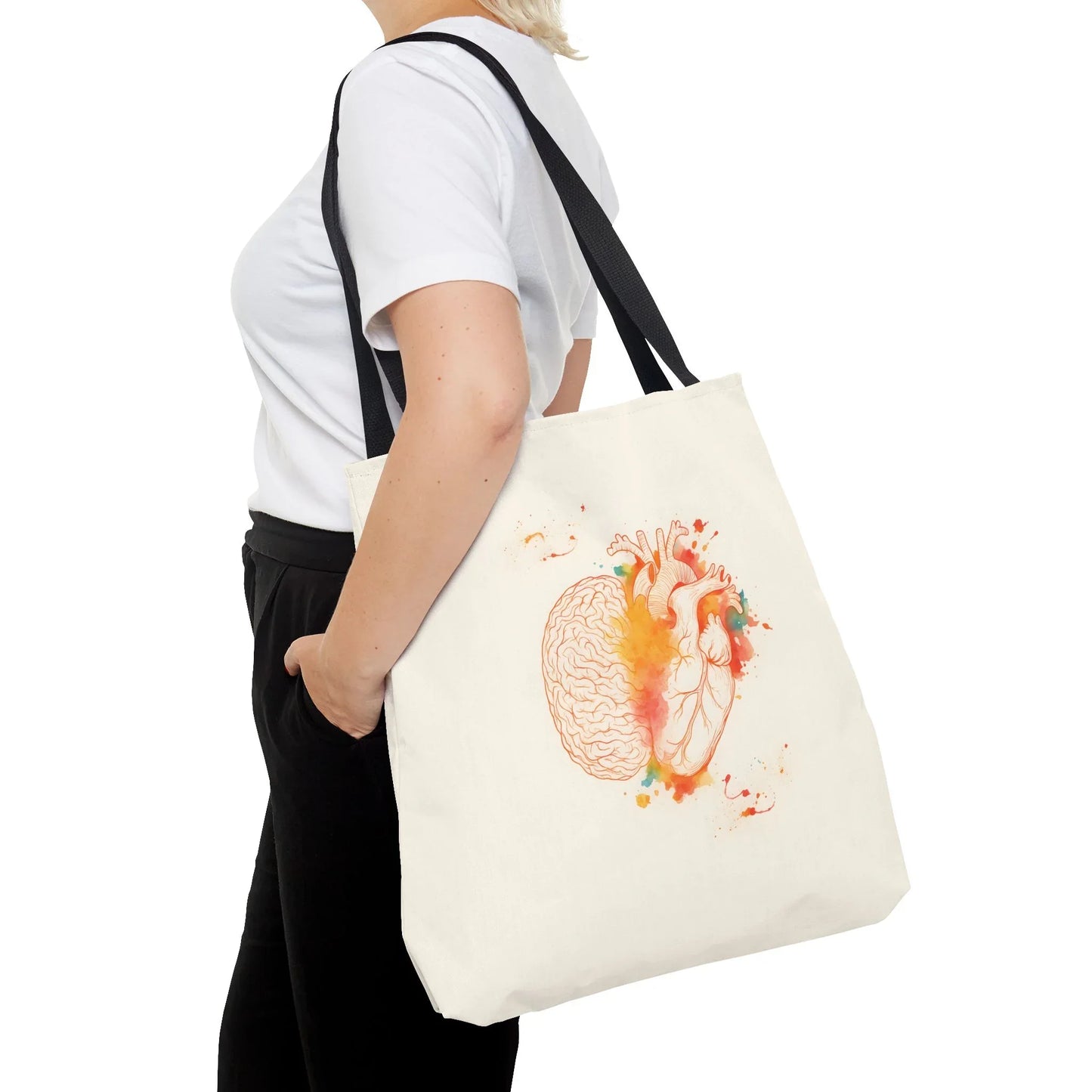 Brain and Heart Tote Bag Science Lover Gift Follow Your Brain or Heart, Tote Bag for Heart Lovers, Brain Tote Bag _ Bags _ SolisSleep _