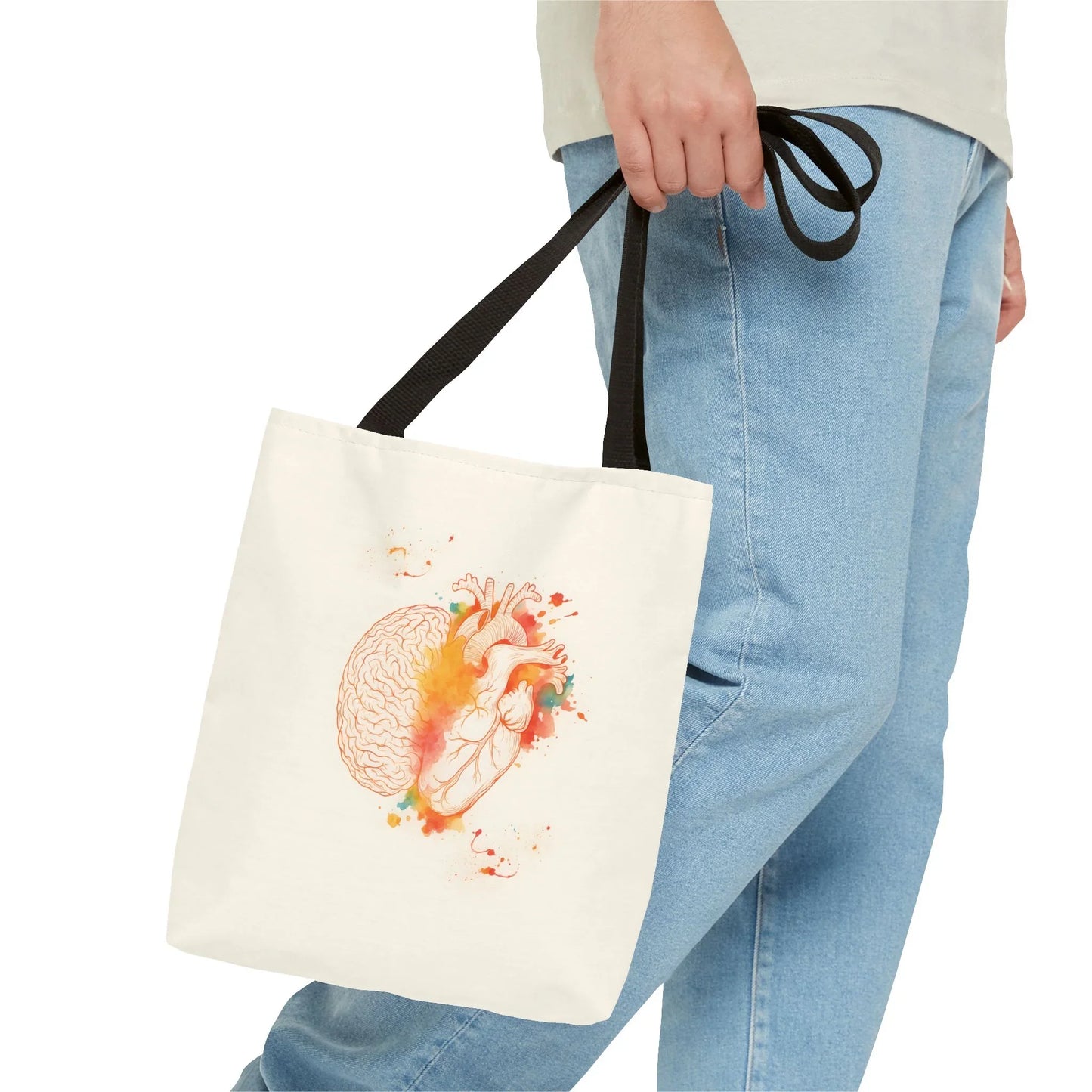 Brain and Heart Tote Bag Science Lover Gift Follow Your Brain or Heart, Tote Bag for Heart Lovers, Brain Tote Bag _ Bags _ SolisSleep _