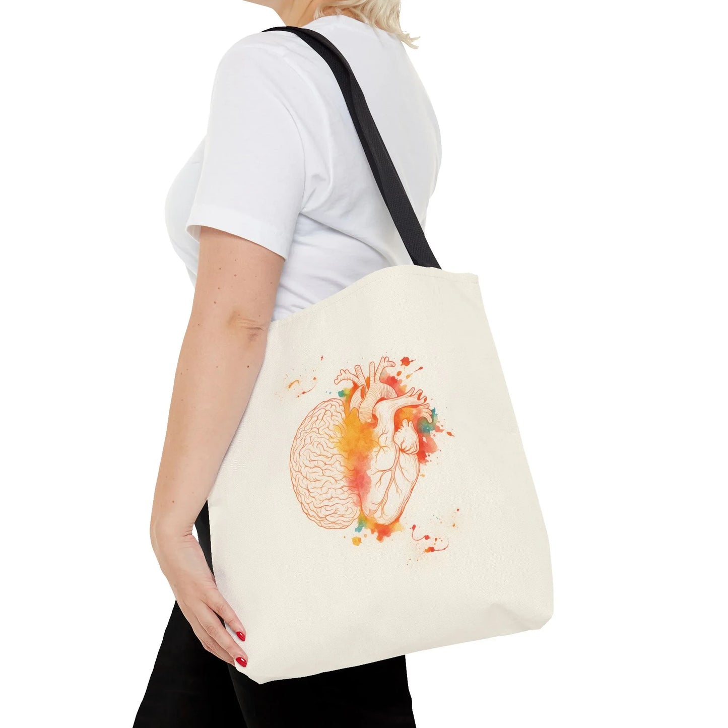 Brain and Heart Tote Bag Science Lover Gift Follow Your Brain or Heart, Tote Bag for Heart Lovers, Brain Tote Bag _ Bags _ SolisSleep _