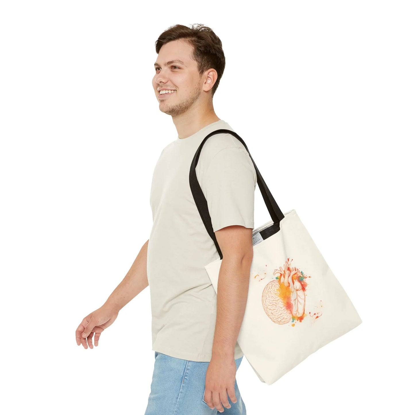 Brain and Heart Tote Bag Science Lover Gift Follow Your Brain or Heart, Tote Bag for Heart Lovers, Brain Tote Bag _ Bags _ SolisSleep _