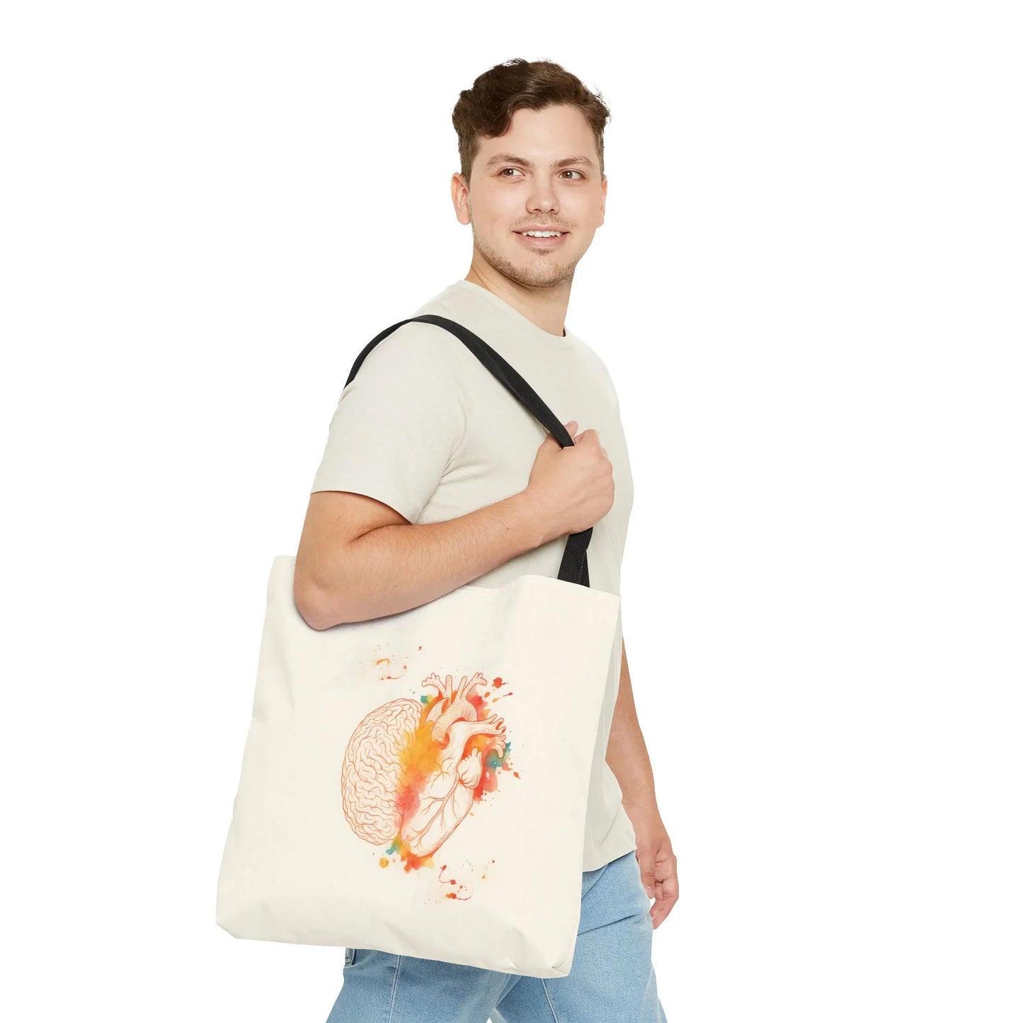 Brain and Heart Tote Bag Science Lover Gift Follow Your Brain or Heart, Tote Bag for Heart Lovers, Brain Tote Bag _ Bags _ SolisSleep _