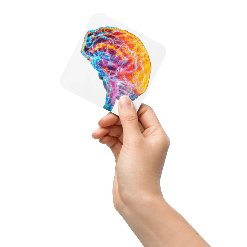 Brainstorm - Cork-back coaster - Vibrant Colourful Brain Design _ _ SolisSleep _