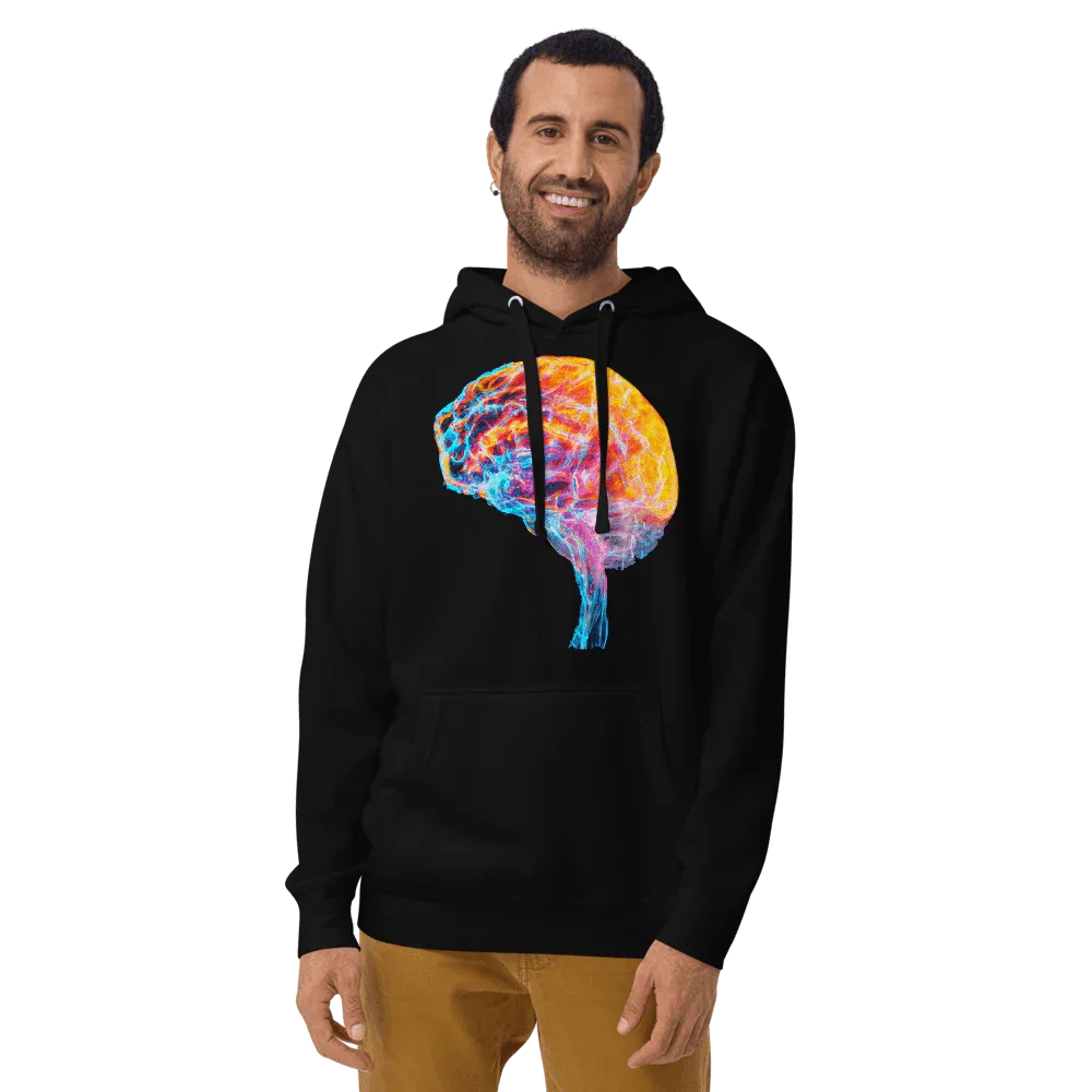 Brainstorm - Hoody - Vibrant Colourful Brain Design _ Hoody _ SolisSleep _ biology gift, Brain, Brain anatomy, Brain design, Brain study aid, cells, Colorful wall art, neurology, Neurons, Neuroscience, Neuroscience poster, Psychology art, Science decor, Unique gift idea