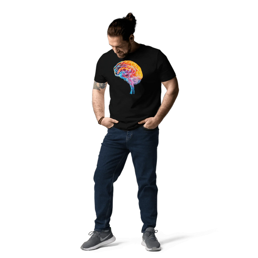 Brainstorm - T-Shirt - Vibrant Colourful Brain Design _ T-Shirt _ SolisSleep _ biology gift, Brain, Brain anatomy, Brain design, Brain study aid, cells, Colorful wall art, neurology, Neurons, Neuroscience, Neuroscience poster, Psychology art, Science decor, Unique gift idea