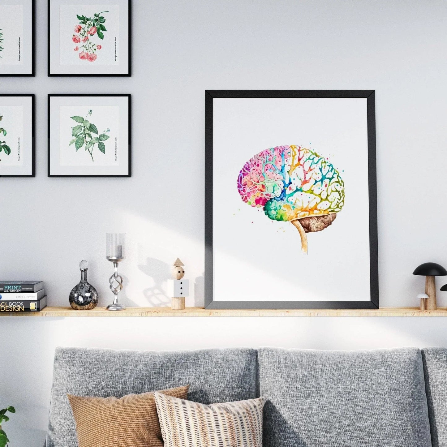 Colorburst Brain - Framed Poster - Brain Watercolour Style Print Art _ Framed Poster _ SolisSleep _ biology gift, Brain, Brain design, cells, neurology, Neurons, Neuroscience