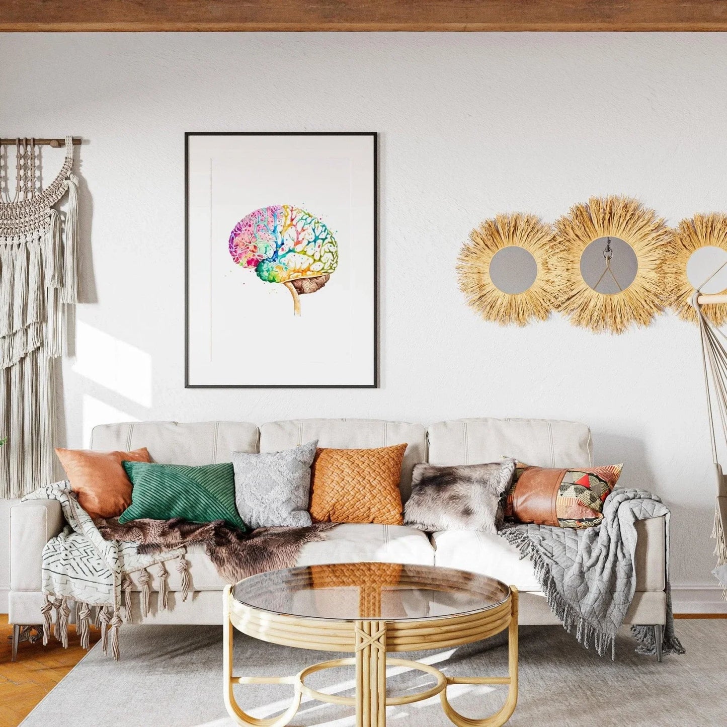 Colorburst Brain - Poster - Brain Watercolour Style Print Art _ Poster _ SolisSleep _ biology gift, Brain, Brain anatomy, Brain design, Brain study aid, cells, Colorful wall art, neurology, Neurons, Neuroscience, Neuroscience poster, Psychology art, Science decor, Unique gift idea