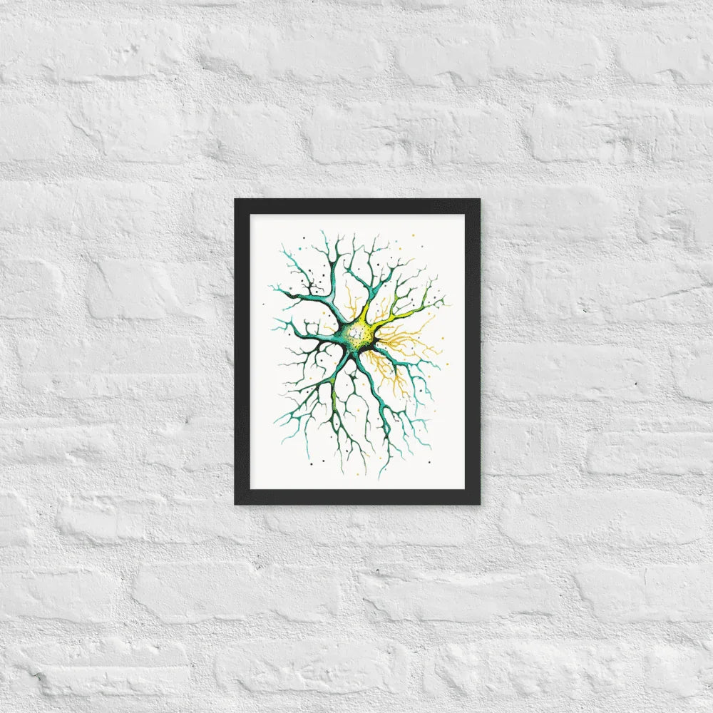 Neural Emerald - Poster - Neuron Watercolour Style Print Art _ Poster _ SolisSleep _ biology gift, Brain, Brain anatomy, Brain design, Brain study aid, cells, Colorful wall art, neurology, Neurons, Neuroscience, Neuroscience poster, Psychology art, Science decor, Unique gift idea