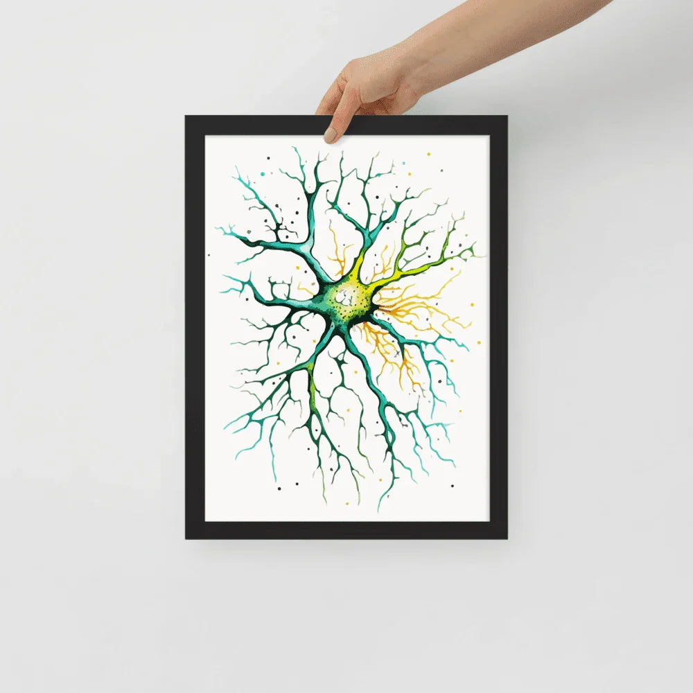 Neural Emerald - Poster - Neuron Watercolour Style Print Art _ Poster _ SolisSleep _ biology gift, Brain, Brain anatomy, Brain design, Brain study aid, cells, Colorful wall art, neurology, Neurons, Neuroscience, Neuroscience poster, Psychology art, Science decor, Unique gift idea