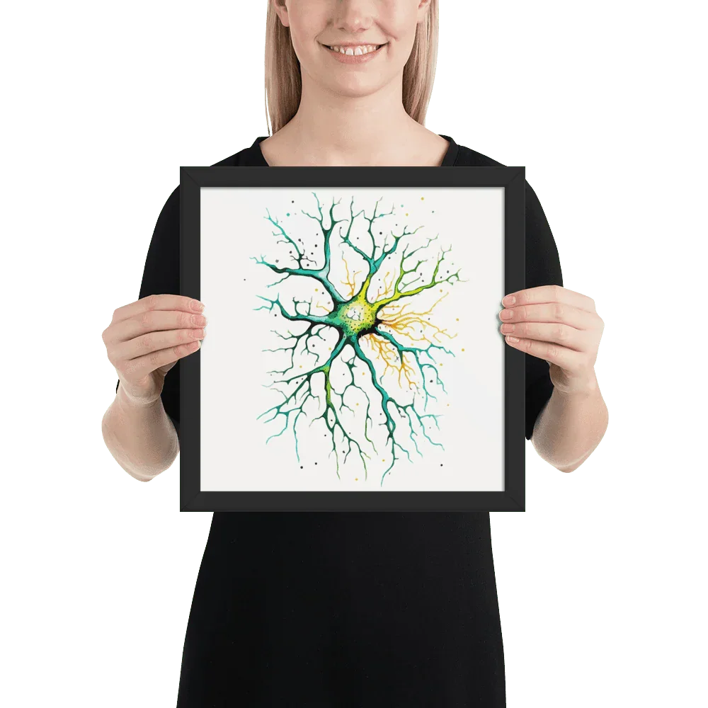 Neural Emerald - Poster - Neuron Watercolour Style Print Art _ Poster _ SolisSleep _ biology gift, Brain, Brain anatomy, Brain design, Brain study aid, cells, Colorful wall art, neurology, Neurons, Neuroscience, Neuroscience poster, Psychology art, Science decor, Unique gift idea