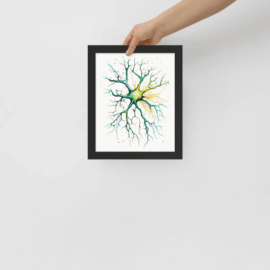 Neural Emerald - Poster - Neuron Watercolour Style Print Art _ Poster _ SolisSleep _ biology gift, Brain, Brain anatomy, Brain design, Brain study aid, cells, Colorful wall art, neurology, Neurons, Neuroscience, Neuroscience poster, Psychology art, Science decor, Unique gift idea