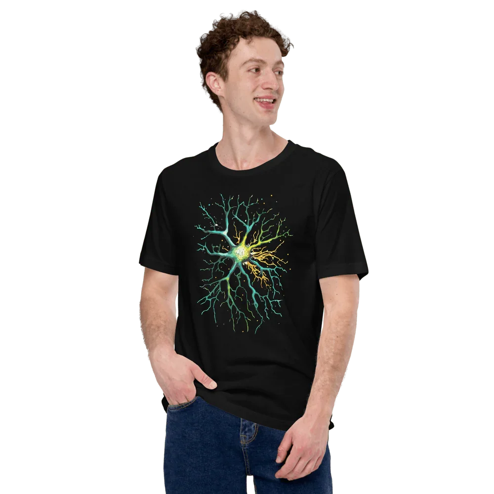 Neural Emerald - T-Shirt - Neuron Watercolour Style Print Art _ T-Shirt _ SolisSleep _ biology gift, Brain, Brain design, cells, neurology, Neurons, Neuroscience
