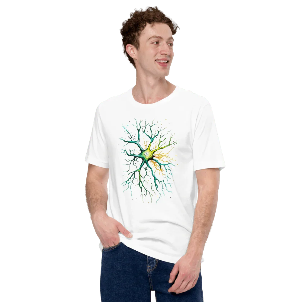 Neural Emerald - T-Shirt - Neuron Watercolour Style Print Art _ T-Shirt _ SolisSleep _ biology gift, Brain, Brain design, cells, neurology, Neurons, Neuroscience