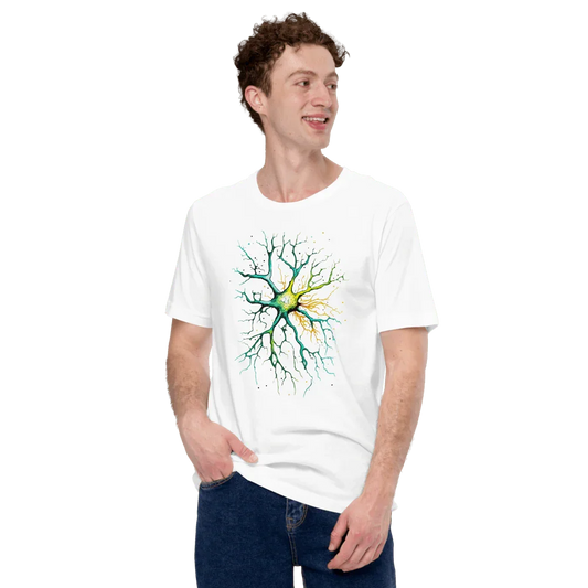 Neural Emerald - T-Shirt - Neuron Watercolour Style Print Art _ T-Shirt _ SolisSleep _ biology gift, Brain, Brain design, cells, neurology, Neurons, Neuroscience