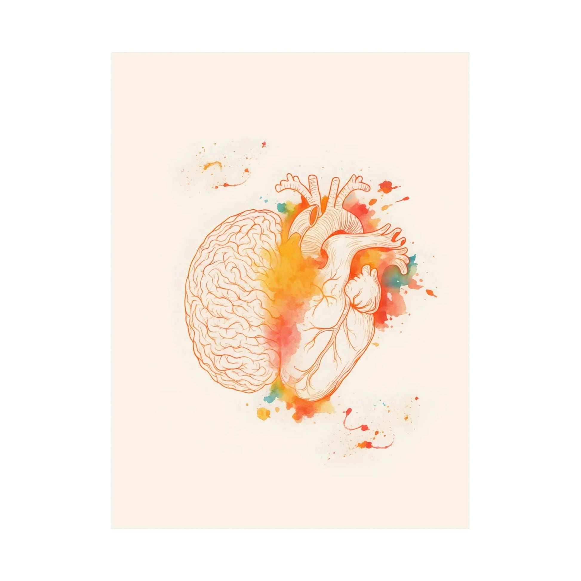 Heart And Brain Balance Print Brain And Heart Poster Cognitive Psychology Illustration Follow Your Heart vs Follow Your Brain _ Poster _ SolisSleep _ 