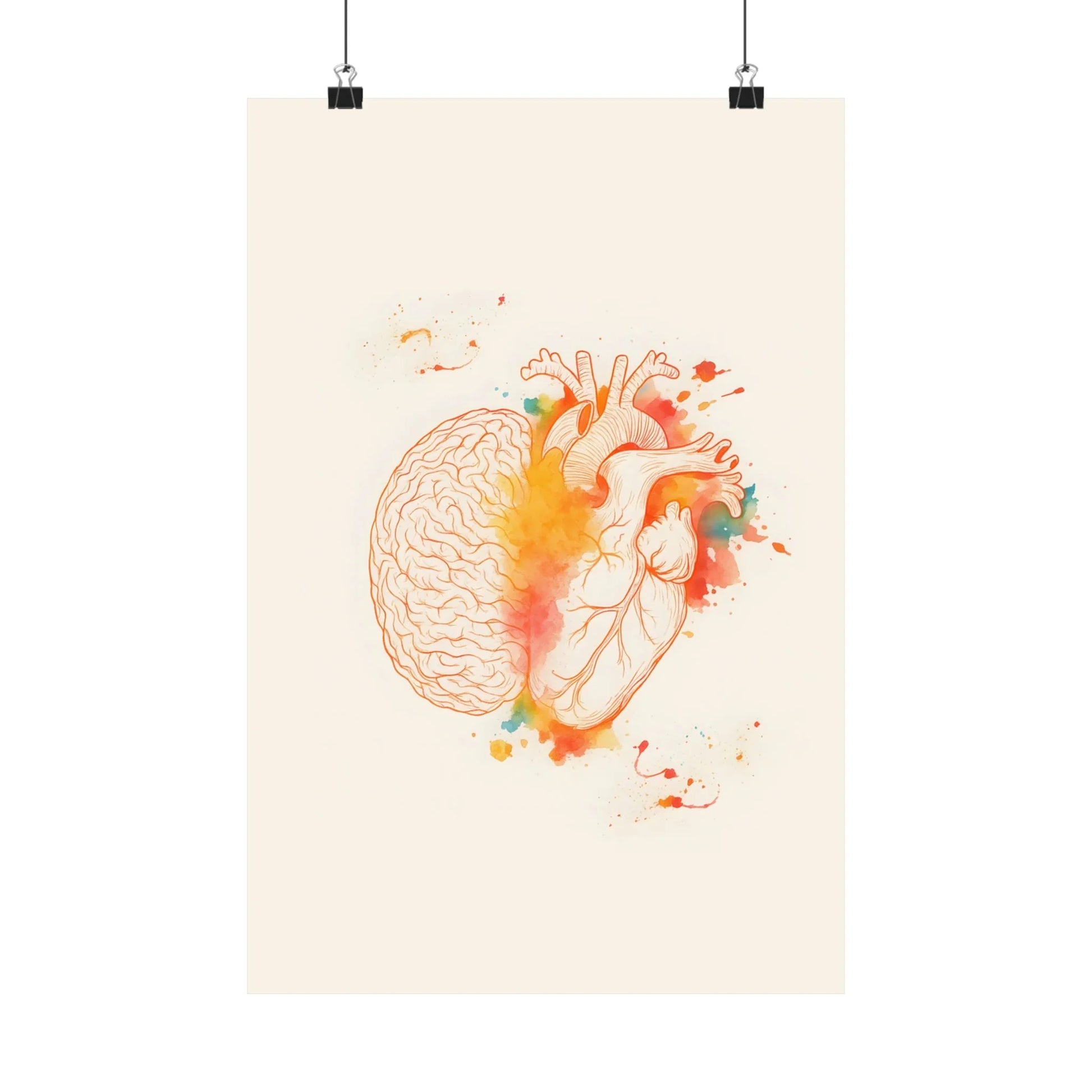 Heart And Brain Balance Print Brain And Heart Poster Cognitive Psychology Illustration Follow Your Heart vs Follow Your Brain _ Poster _ SolisSleep _ 