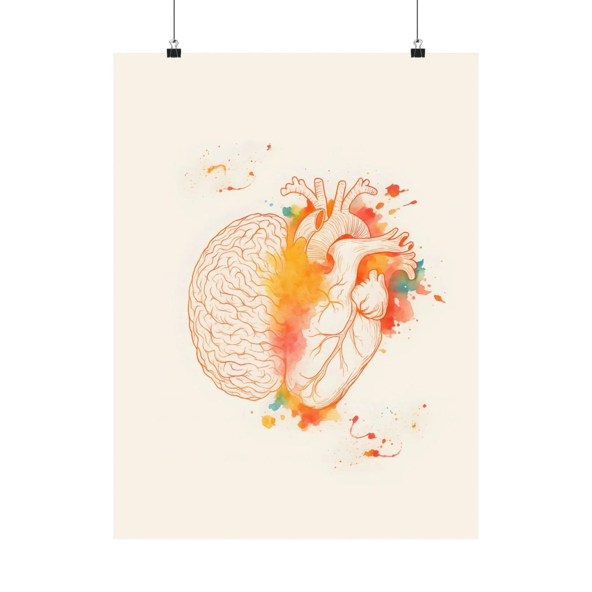 Heart And Brain Balance Print Brain And Heart Poster Cognitive Psychology Illustration Follow Your Heart vs Follow Your Brain _ Poster _ SolisSleep _ 