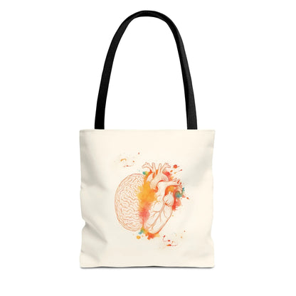Brain and Heart Tote Bag Science Lover Gift Follow Your Brain or Heart, Tote Bag for Heart Lovers, Brain Tote Bag _ Bags _ SolisSleep _ 