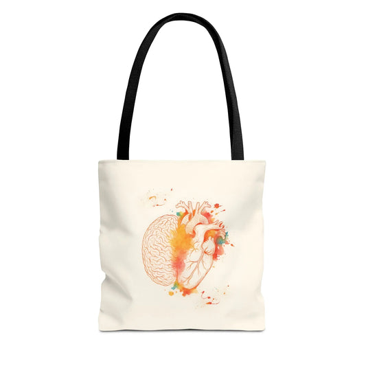 Brain and Heart Tote Bag Science Lover Gift Follow Your Brain or Heart, Tote Bag for Heart Lovers, Brain Tote Bag _ Bags _ SolisSleep _ 