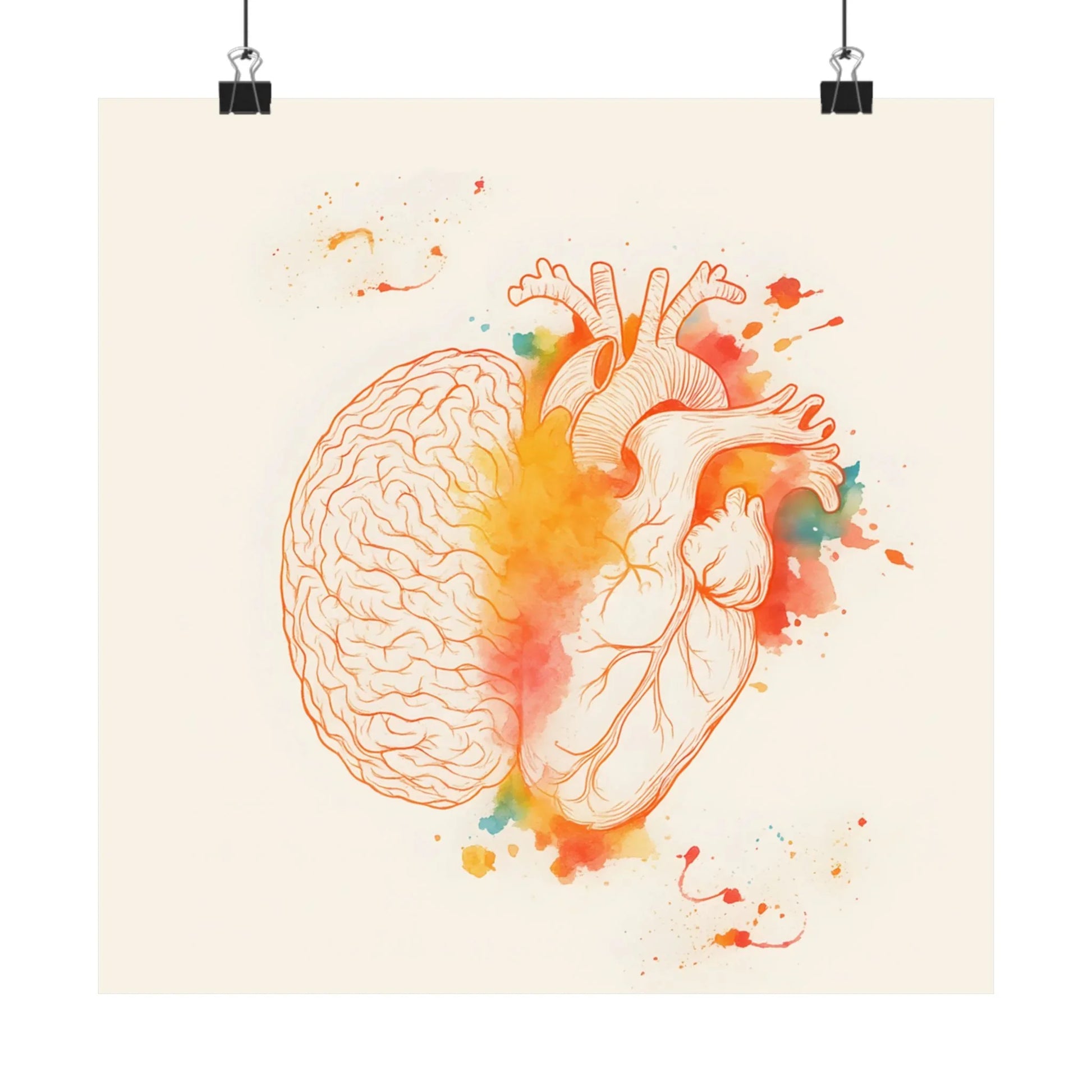 Heart And Brain Balance Print Brain And Heart Poster Cognitive Psychology Illustration Follow Your Heart vs Follow Your Brain _ Poster _ SolisSleep _ 
