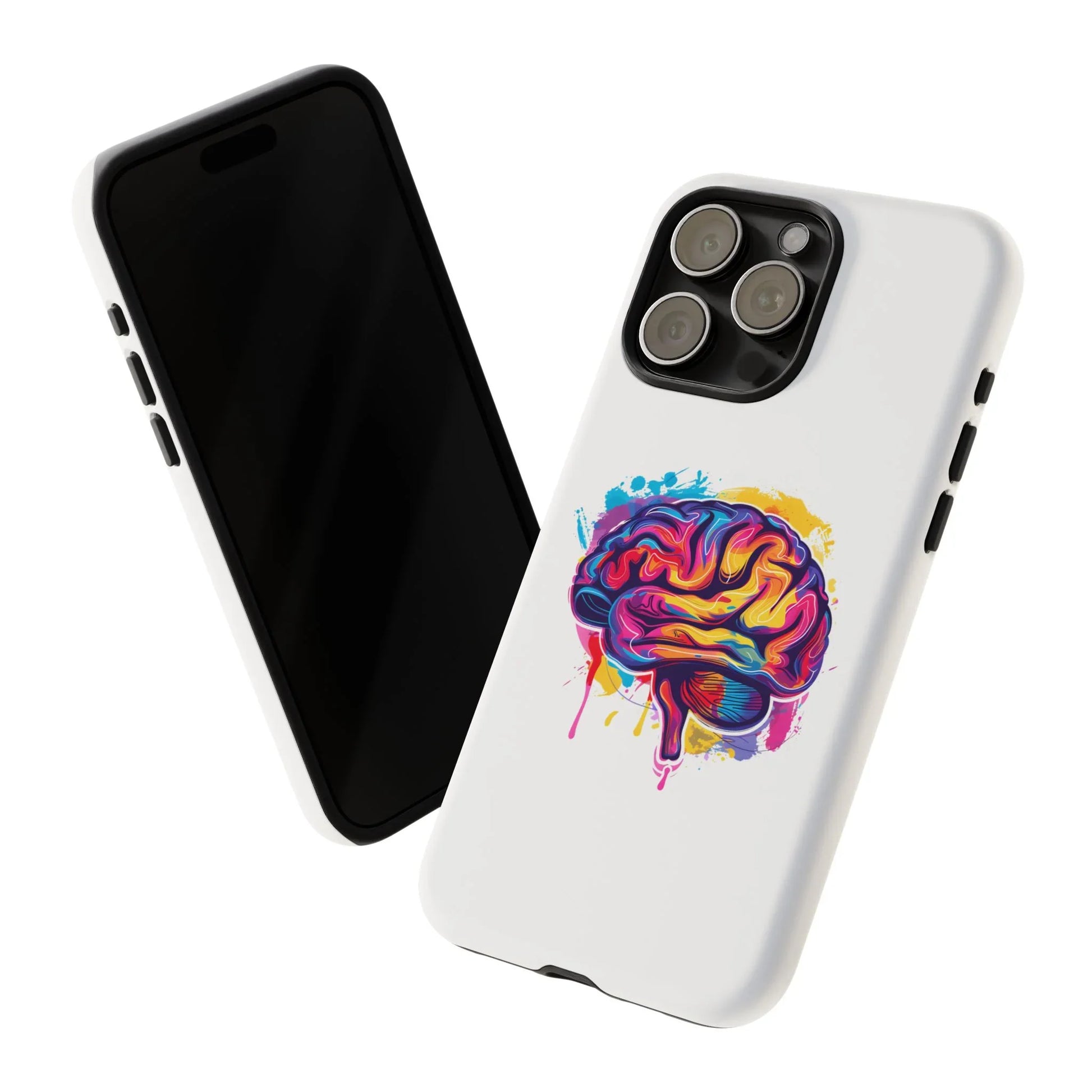Colorful Brain Art Phone Case, Tough Phone Case, Unique Gift for Students, Creativity Accessories, Vibrant Brain Design _ Phone Case _ SolisSleep _ academic gifts, brain gifts, brain phone case, brain phone gift, colorful brain gift, gifts for neuro, iphone neuroscience, love brain gifts, neuro brain phone, neuroscience gift, neurosurgen, science brain iphone, vibrant brain case