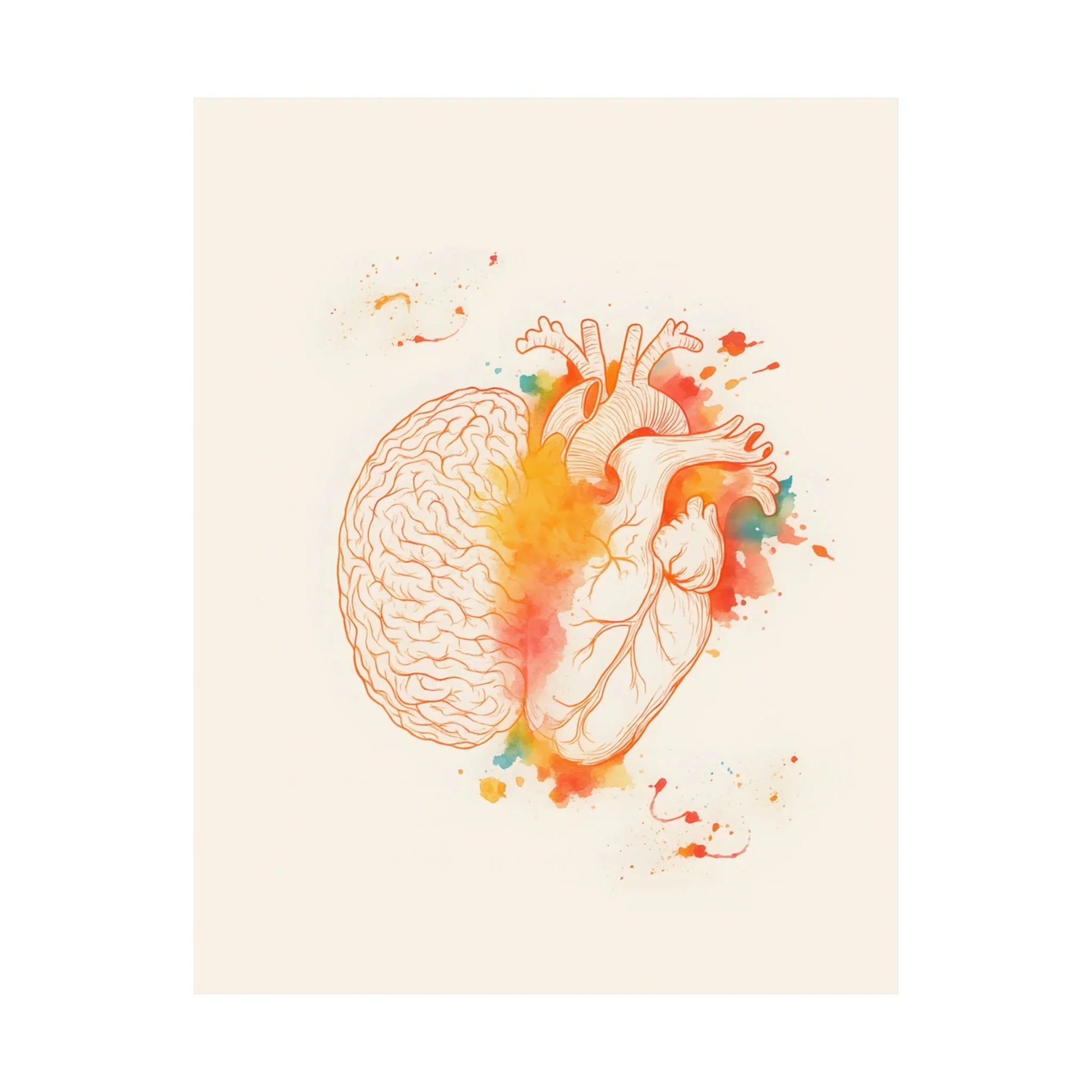 Heart And Brain Balance Print Brain And Heart Poster Cognitive Psychology Illustration Follow Your Heart vs Follow Your Brain _ Poster _ SolisSleep _ 