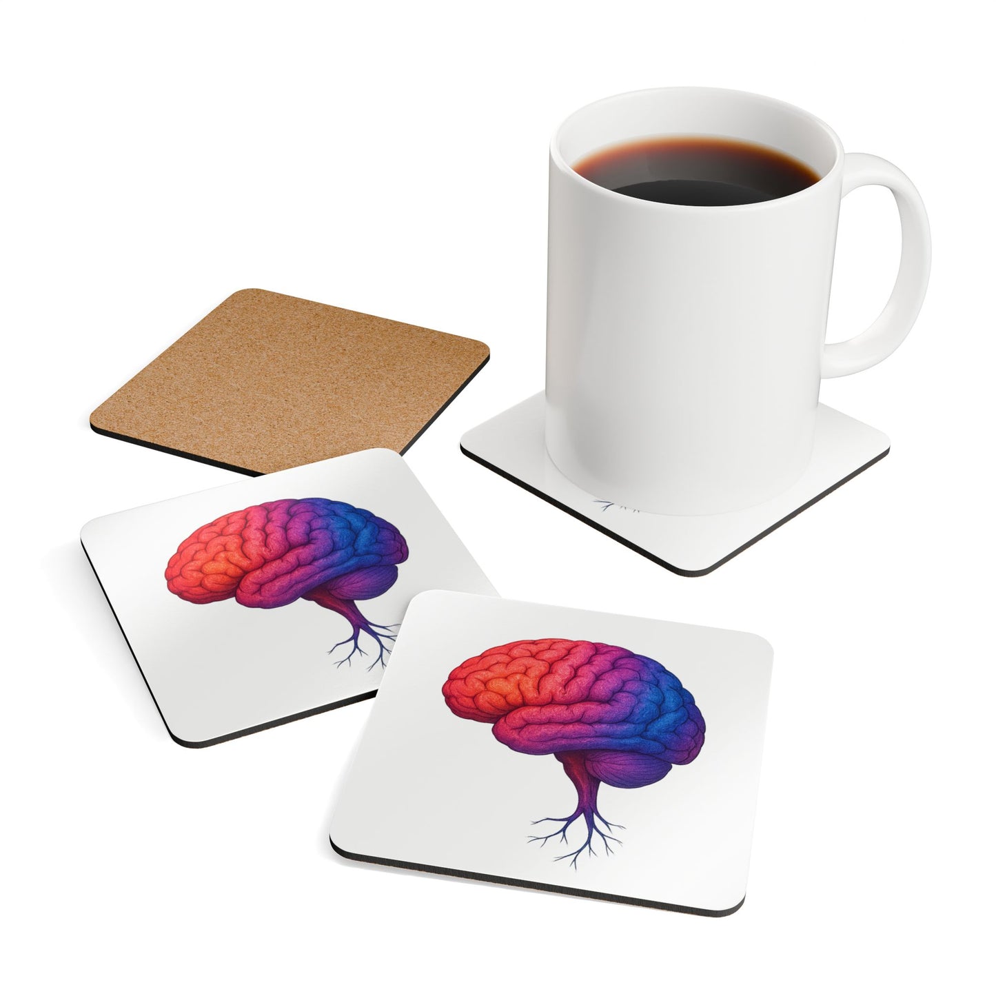 Gradient Brain Corkwood Coaster (4-Pack)
