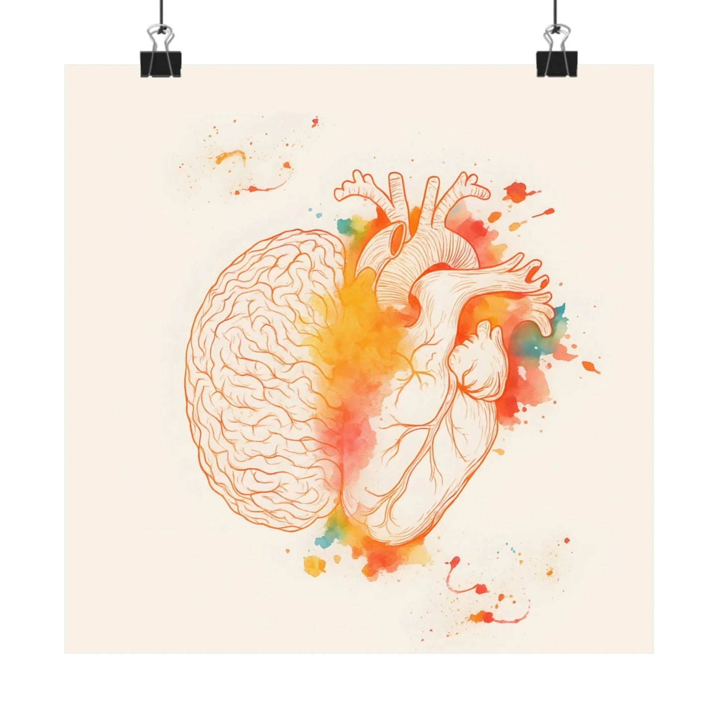Heart And Brain Balance Print Brain And Heart Poster Cognitive Psychology Illustration Follow Your Heart vs Follow Your Brain _ Poster _ SolisSleep _ 