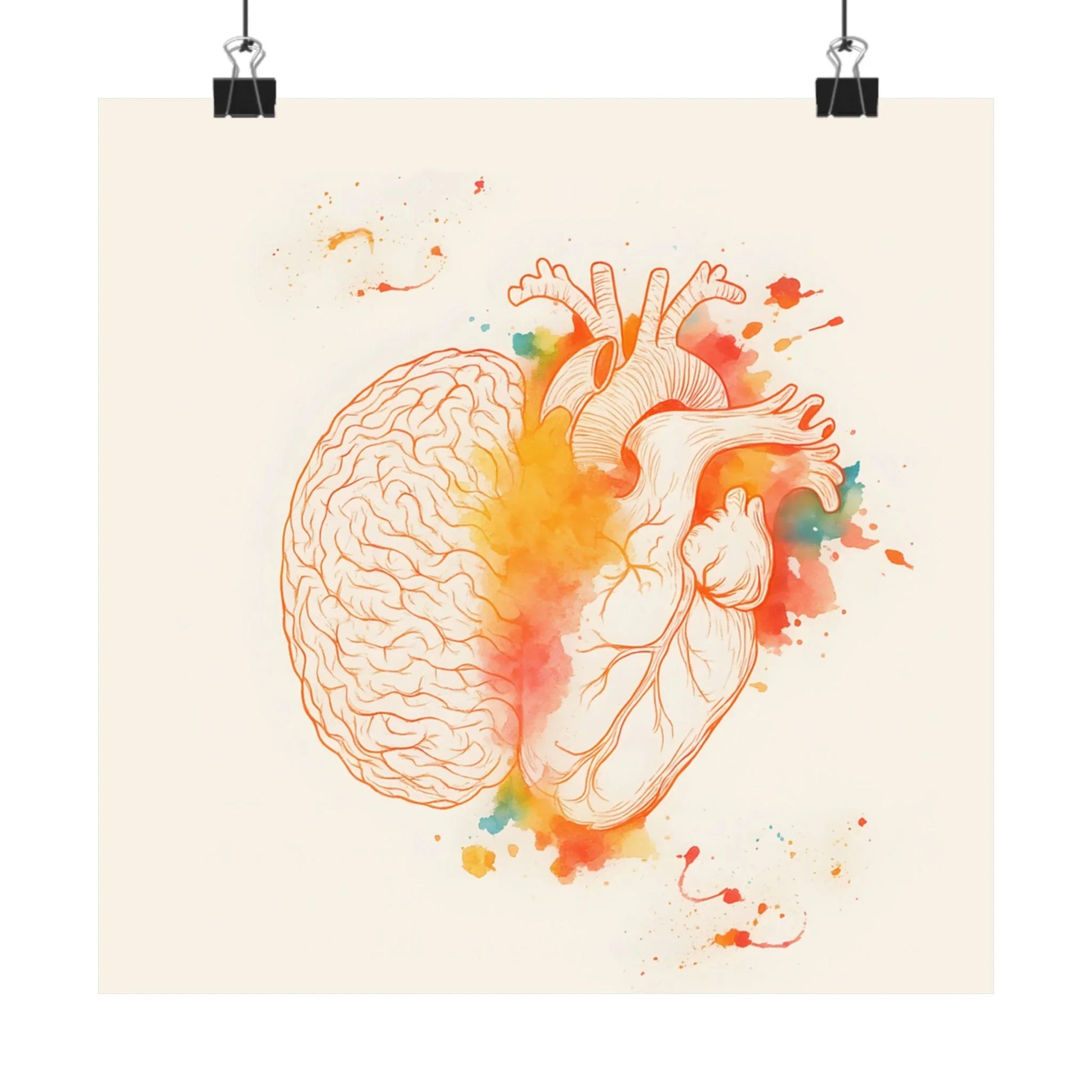 Heart And Brain Balance Print Brain And Heart Poster Cognitive Psychology Illustration Follow Your Heart vs Follow Your Brain _ Poster _ SolisSleep _ 