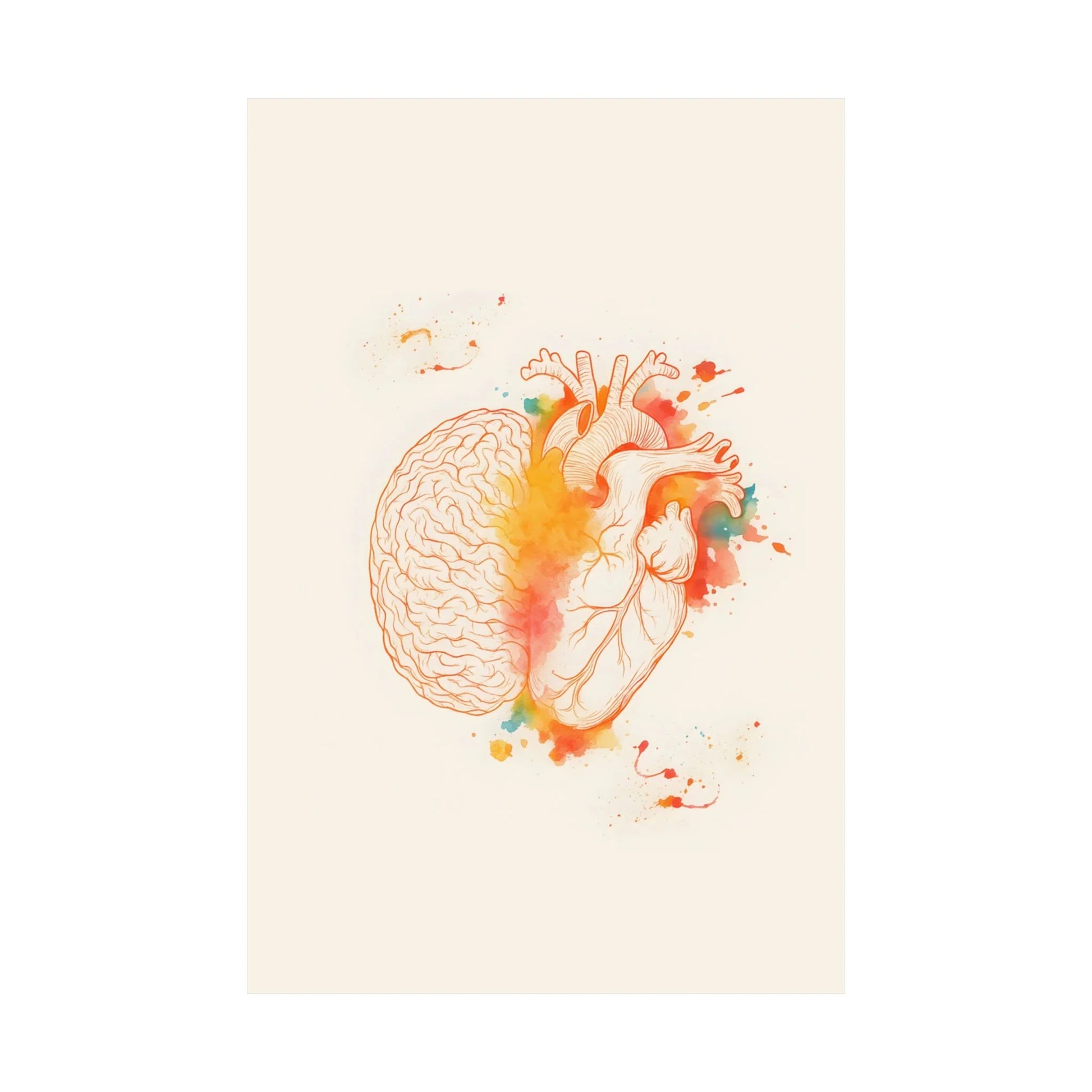 Heart And Brain Balance Print Brain And Heart Poster Cognitive Psychology Illustration Follow Your Heart vs Follow Your Brain _ Poster _ SolisSleep _ 