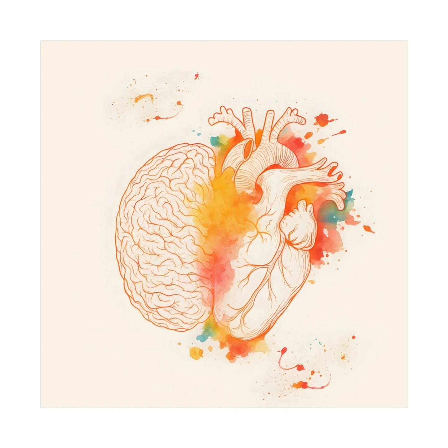 Heart And Brain Balance Print Brain And Heart Poster Cognitive Psychology Illustration Follow Your Heart vs Follow Your Brain _ Poster _ SolisSleep _ 