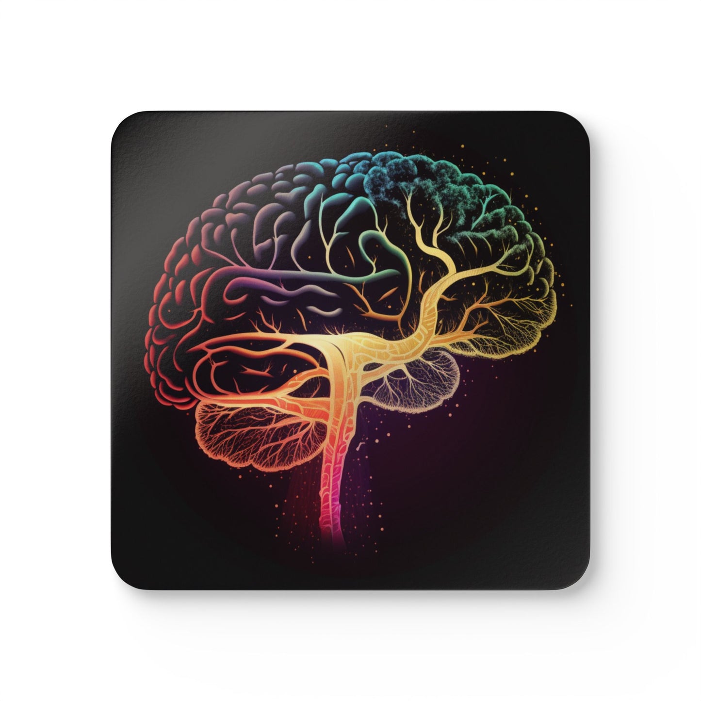 Colorful Brain Art Corkwood Coaster Set, Unique Home Decor, Gift for Neuro Lovers, Mindfulness Decor, Eco-Friendly Coasters
