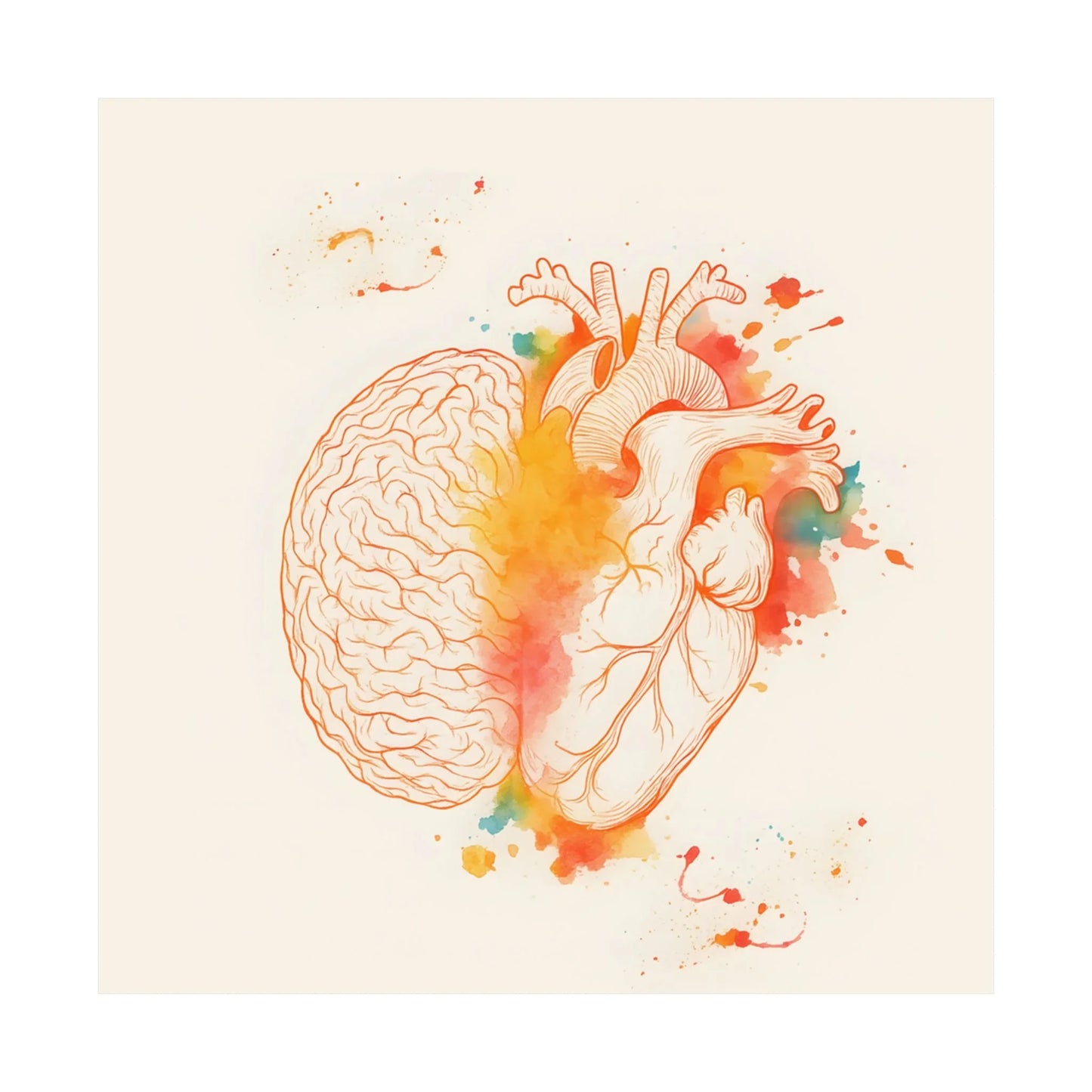 Heart And Brain Balance Print Brain And Heart Poster Cognitive Psychology Illustration Follow Your Heart vs Follow Your Brain _ Poster _ SolisSleep _ 