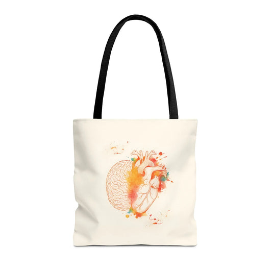 Brain and Heart Tote Bag Science Lover Gift Follow Your Brain or Heart, Tote Bag for Heart Lovers, Brain Tote Bag _ Bags _ SolisSleep _ 