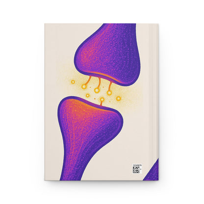 Personalized Neuroscience Purple Synapse Matte Hardcover Journal _ Paper products _ BioBrainBuddies _ bio stationery, brain art, brain lover, custom journal, lab notebook, nerd gift, neuron design, psych journal, purple notebook, science gift, science journal, study notes, synapse notebook