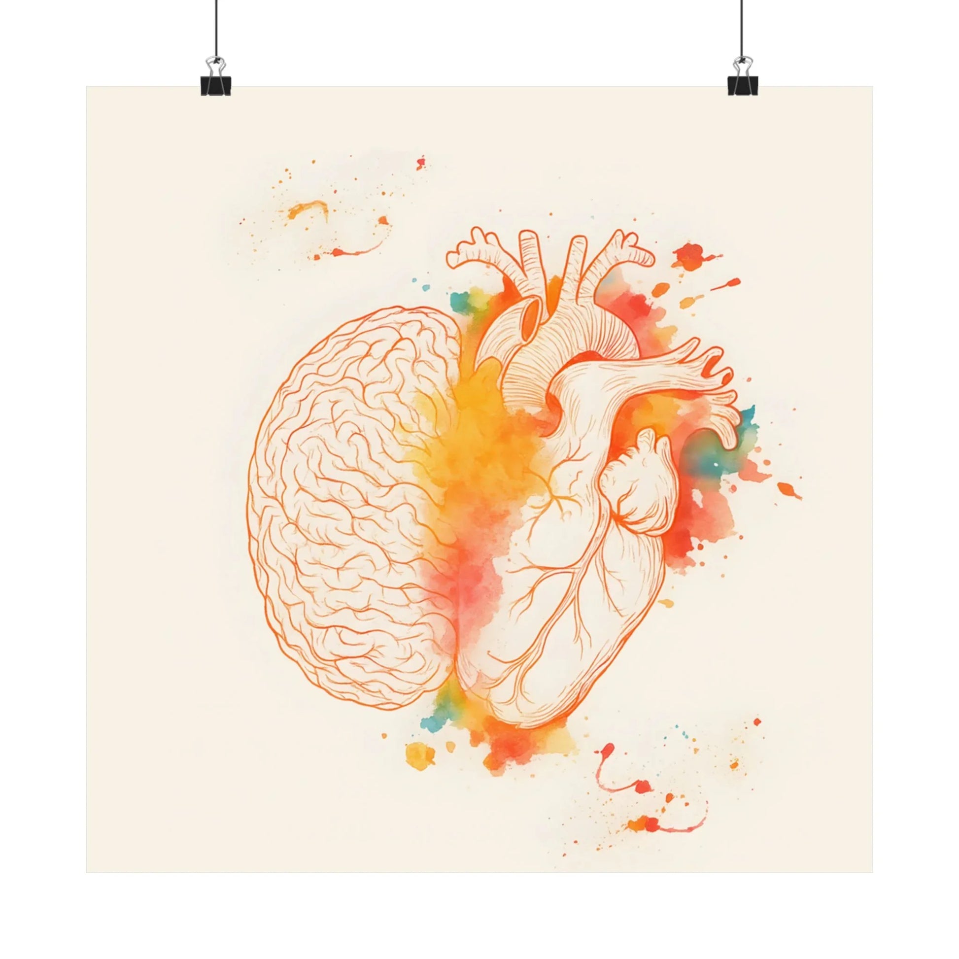 Heart And Brain Balance Print Brain And Heart Poster Cognitive Psychology Illustration Follow Your Heart vs Follow Your Brain _ Poster _ SolisSleep _ 