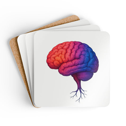 Gradient Brain Corkwood Coaster (4-Pack)