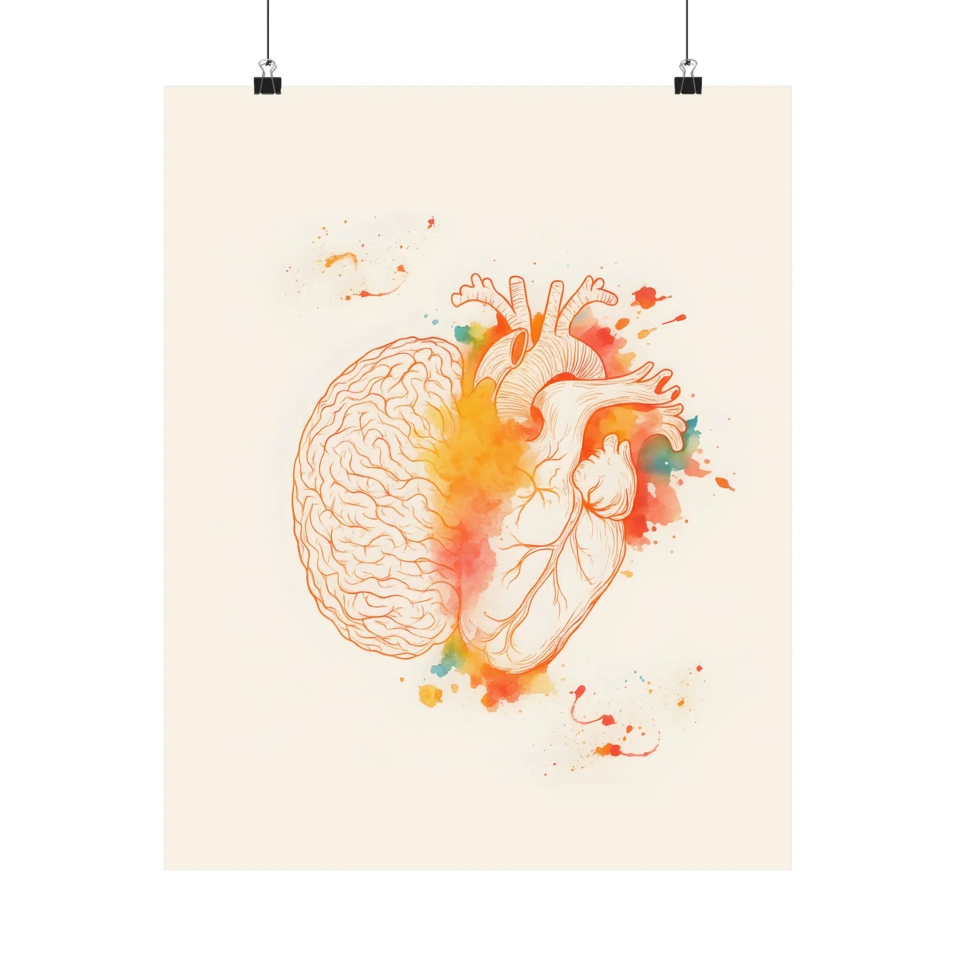 Heart And Brain Balance Print Brain And Heart Poster Cognitive Psychology Illustration Follow Your Heart vs Follow Your Brain _ Poster _ SolisSleep _ 