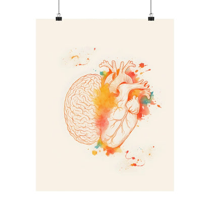 Heart And Brain Balance Print Brain And Heart Poster Cognitive Psychology Illustration Follow Your Heart vs Follow Your Brain _ Poster _ SolisSleep _ 