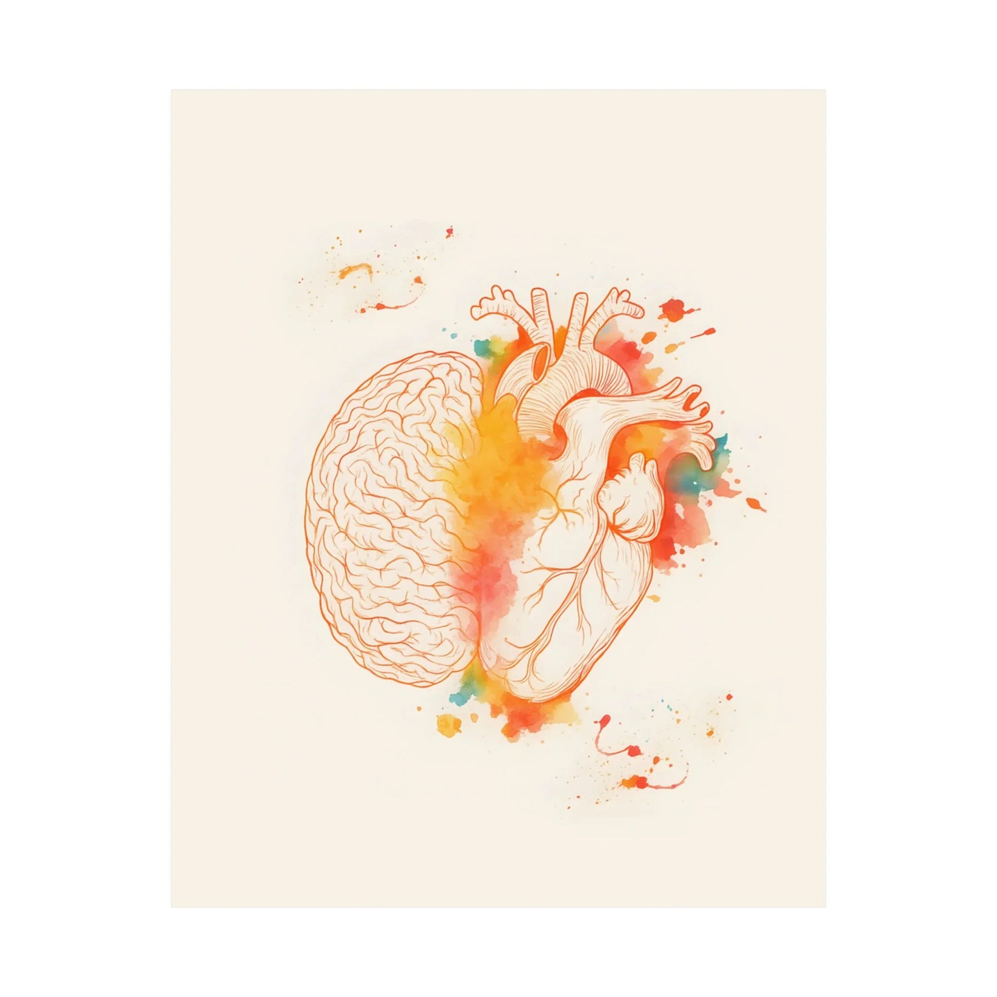 Heart And Brain Balance Print Brain And Heart Poster Cognitive Psychology Illustration Follow Your Heart vs Follow Your Brain _ Poster _ SolisSleep _ 