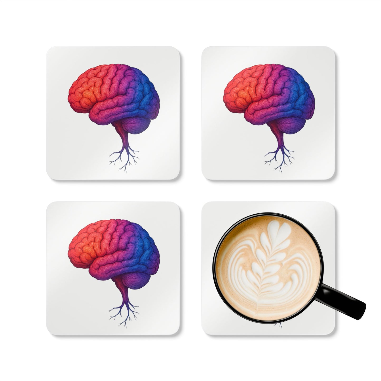 Gradient Brain Corkwood Coaster (4-Pack)
