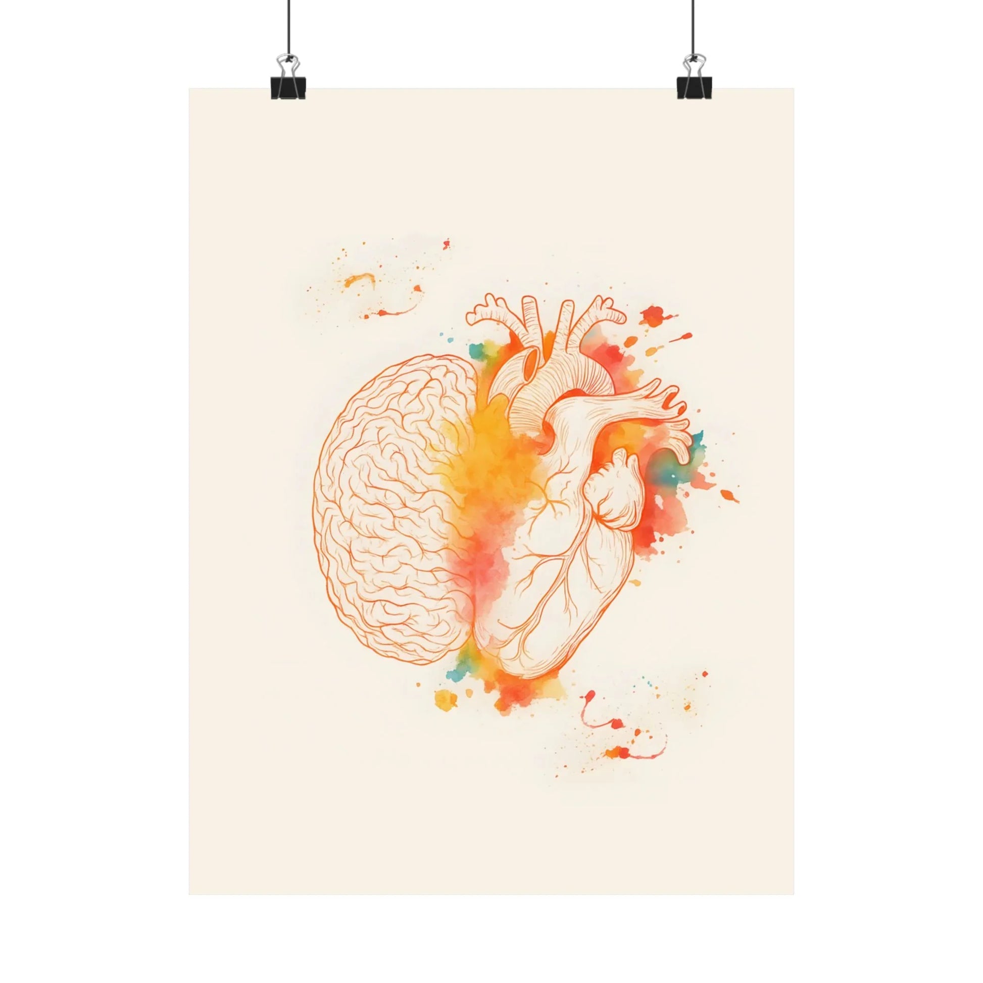 Heart And Brain Balance Print Brain And Heart Poster Cognitive Psychology Illustration Follow Your Heart vs Follow Your Brain _ Poster _ SolisSleep _ 
