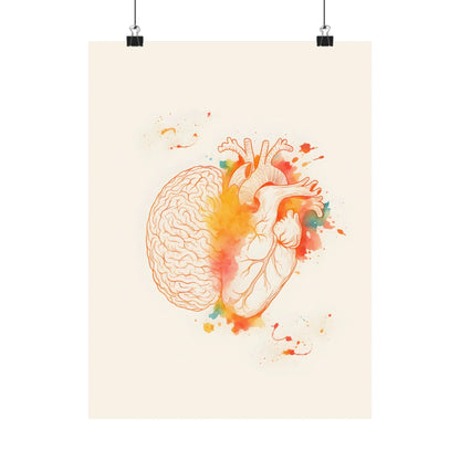 Heart And Brain Balance Print Brain And Heart Poster Cognitive Psychology Illustration Follow Your Heart vs Follow Your Brain _ Poster _ SolisSleep _ 