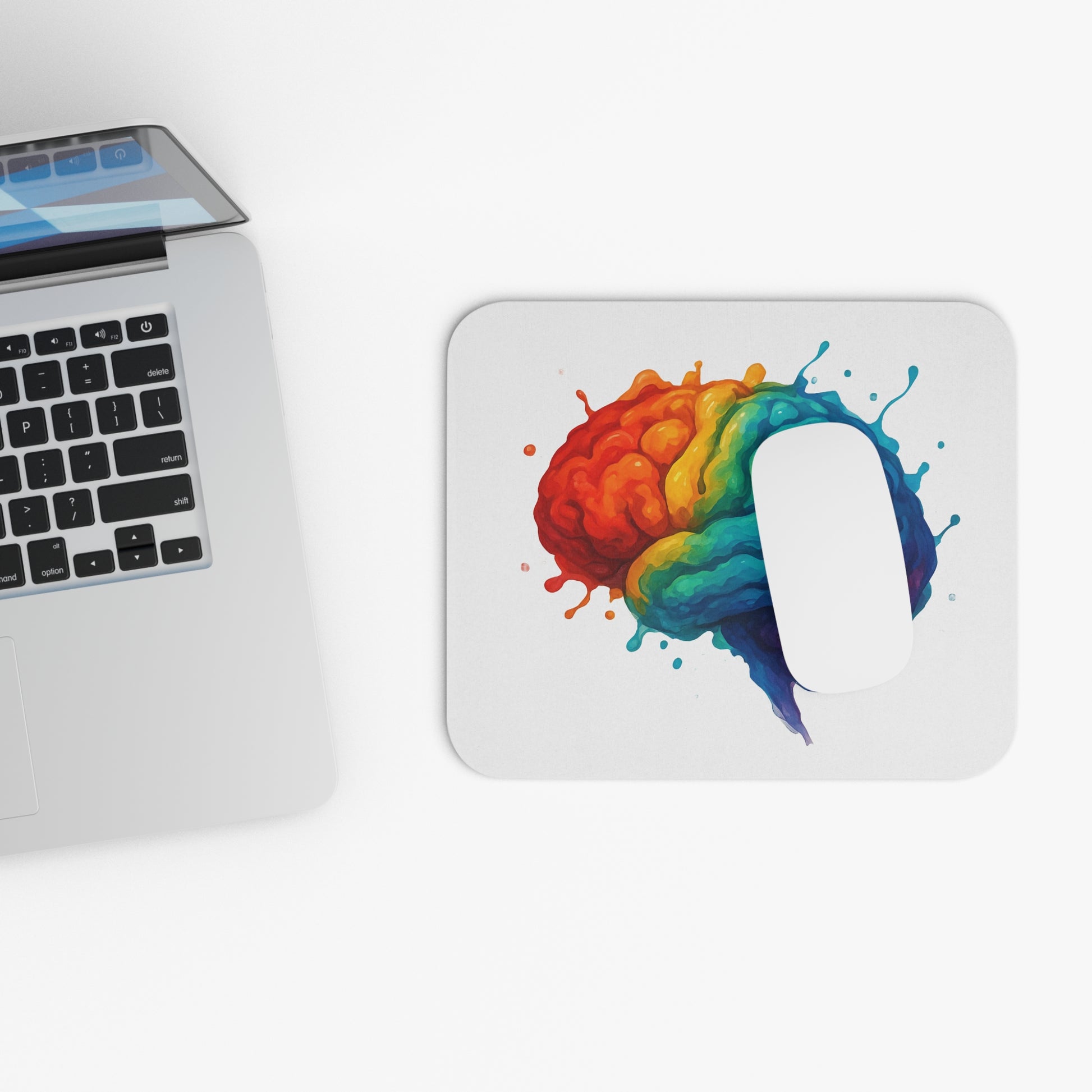 Vibrant Brain Mouse Pad For Your Desk _ Home Decor _ BioBrainBuddies _ brain art, brain gift, brain lover, Brain mouse mat, lab gift, neuro mouse pad, neuro study decor, neurology, neuroscience, phd gift, psychology, science gift, student gift