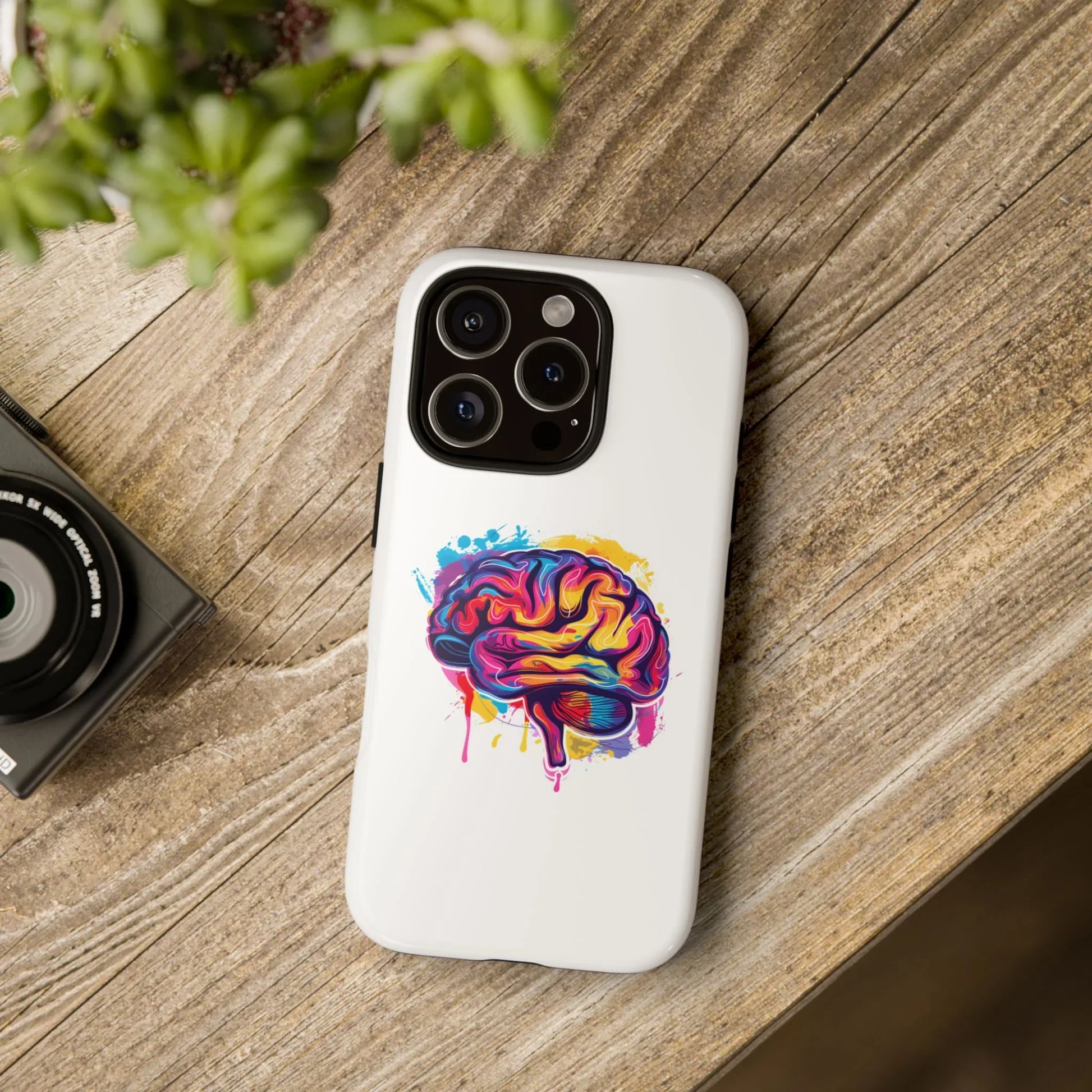 Colorful Brain Art Phone Case, Tough Phone Case, Unique Gift for Students, Creativity Accessories, Vibrant Brain Design _ Phone Case _ SolisSleep _ academic gifts, brain gifts, brain phone case, brain phone gift, colorful brain gift, gifts for neuro, iphone neuroscience, love brain gifts, neuro brain phone, neuroscience gift, neurosurgen, science brain iphone, vibrant brain case