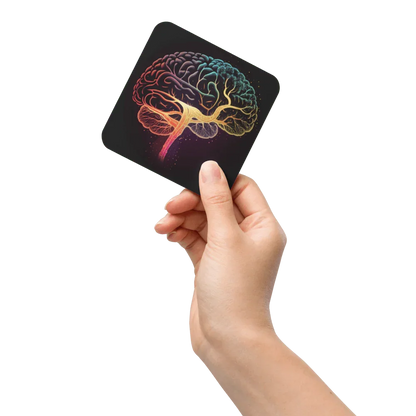 Brainstorm - Cork-back coaster - Vibrant Colourful Brain Design _ _ SolisSleep _ 