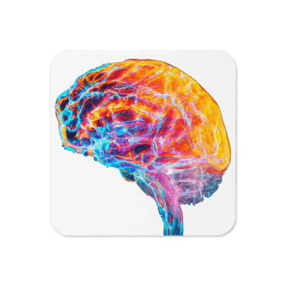 Brainstorm - Cork-back coaster - Vibrant Colourful Brain Design _ _ SolisSleep _ 