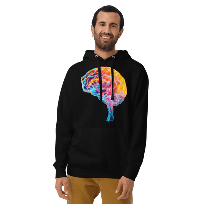 Brainstorm - Hoody - Vibrant Colourful Brain Design _ Hoody _ SolisSleep _ biology gift, Brain, Brain anatomy, Brain design, Brain study aid, cells, Colorful wall art, neurology, Neurons, Neuroscience, Neuroscience poster, Psychology art, Science decor, Unique gift idea