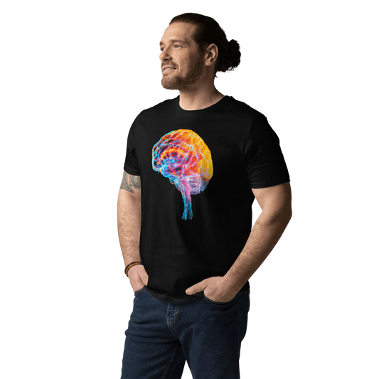 Brainstorm - T-Shirt - Vibrant Colourful Brain Design _ T-Shirt _ SolisSleep _ biology gift, Brain, Brain anatomy, Brain design, Brain study aid, cells, Colorful wall art, neurology, Neurons, Neuroscience, Neuroscience poster, Psychology art, Science decor, Unique gift idea