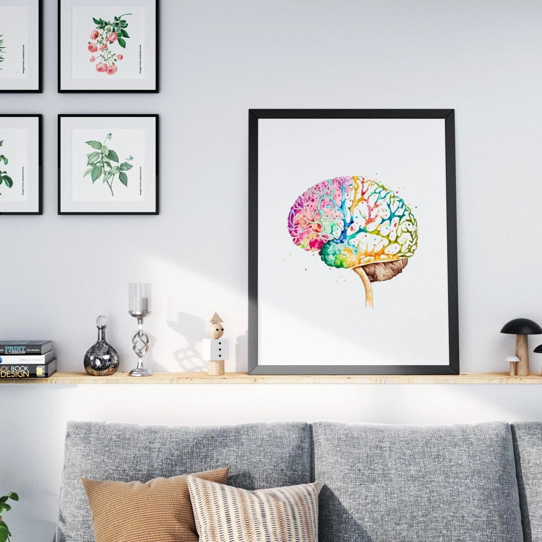 Colorburst Brain - Framed Poster - Brain Watercolour Style Print Art _ Framed Poster _ SolisSleep _ biology gift, Brain, Brain design, cells, neurology, Neurons, Neuroscience